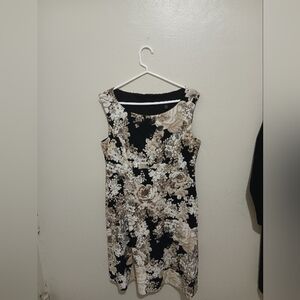 connected apparel Black and Cream Floral Sheath Dress